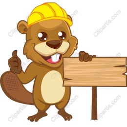 Cheerful Beaver with Hard Hat
