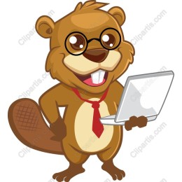 Cheerful Beaver with Laptop