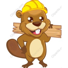 Cheerful Beaver with Logs