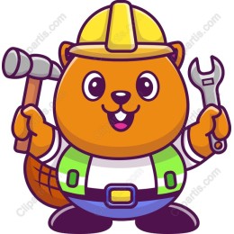 Cheerful Beaver Construction Worker