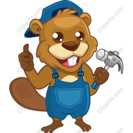 Adorable Cartoon Beaver - Handy Craftsman with Hammer