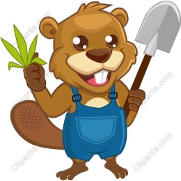 Cartoon Beaver Gardener
