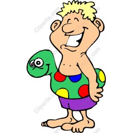 Cheerful Boy with Turtle Float