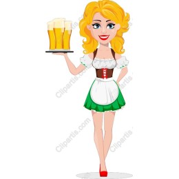 Festive Waitress with Beer Tray