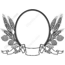 Vintage Decorative Frame with Wheat and Hops