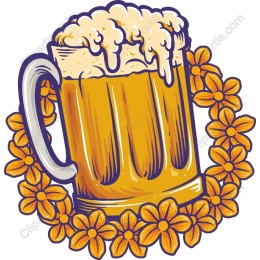 Frothy Beer Mug with Floral Wreath