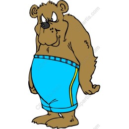 Cartoon Bear with Blue Shorts