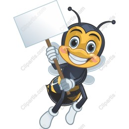 Cheerful Cartoon Bee with Blank Sign