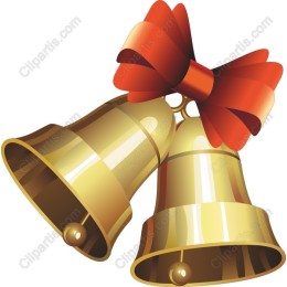 Festive Golden Bells with Red Bow