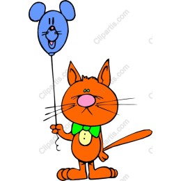Whimsical Orange Cat with Blue Balloon
