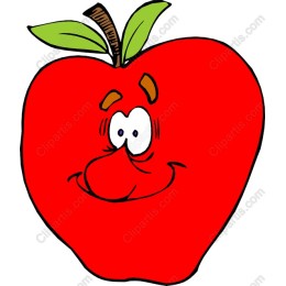 Cheerful Cartoon Red Apple