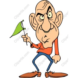 Quirky Old Man with Flag