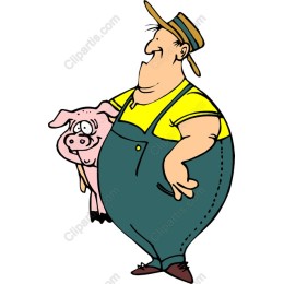 Jovial Farmer with Piglet