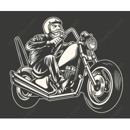 Biker Riding Classic Motorcycle
