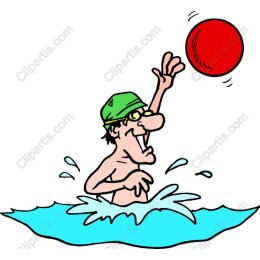 Joyful Swimmer with Red Ball