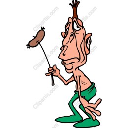Whimsical Sausage Holder Cartoon