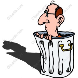 Quirky Character in Trash Can