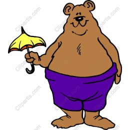 Cheerful Bear with Umbrella