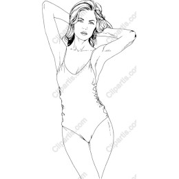 Elegant Swimsuit Line Art