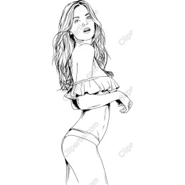 Chic Elegance: Fashionable Woman Line Art