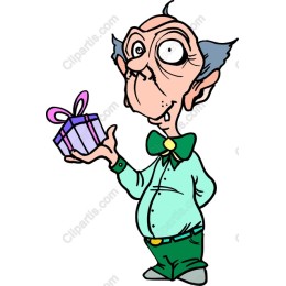 Whimsical Elderly Gentleman with Gift