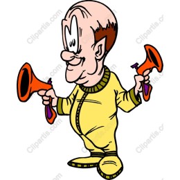 Cheerful Cartoon Character with Party Horns
