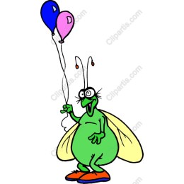 Whimsical Balloon-Holding Insect