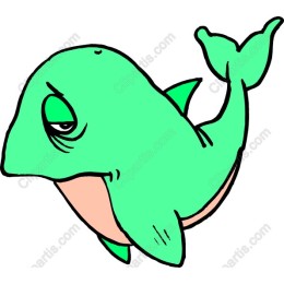 Whimsical Green Whale