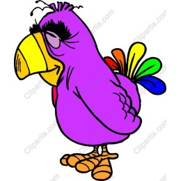 Vibrant Purple Cartoon Parrot