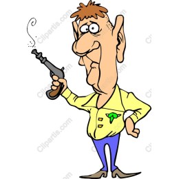 Whimsical Cartoon Character with Pistol