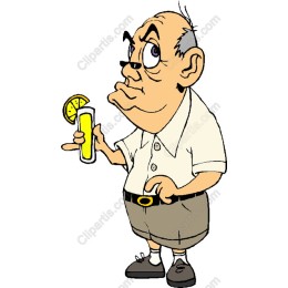 Cheerful Elderly Man with Drink