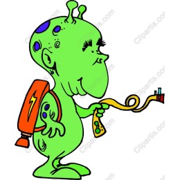 Whimsical Green Alien Character