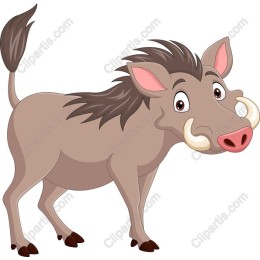 Whimsical Cartoon Wild Boar