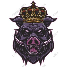 Majestic Boar Head with Crown