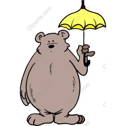 Whimsical Bear Holding a Yellow Umbrella