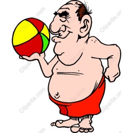 Cheerful Beachgoer with Beach Ball