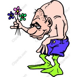 Whimsical Quirky Character with Flowers