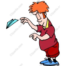 Cheerful Boy Launching a Paper Airplane
