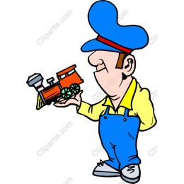 Cheerful Train Conductor Cartoon