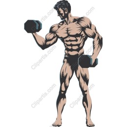 Dynamic Fitness: Muscular Man Lifting Dumbbells