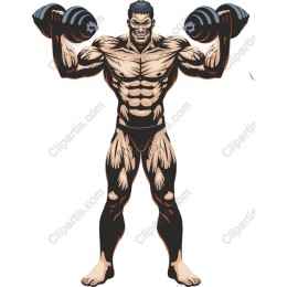 Muscular Bodybuilder with Dumbbells