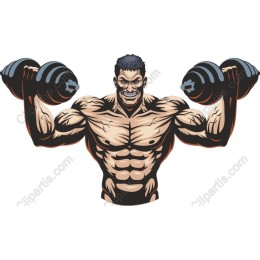 Muscular Man Lifting Dumbbells