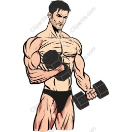 Muscular Man Lifting Dumbbell