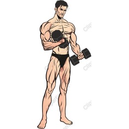 Muscular Man Dumbbell Strength