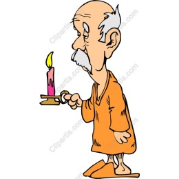 Elderly Man Holding Candle