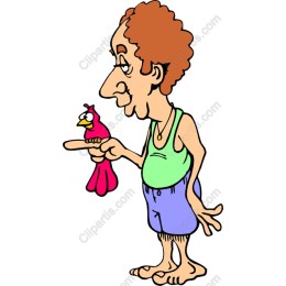 Quirky Character with Colorful Pet Bird