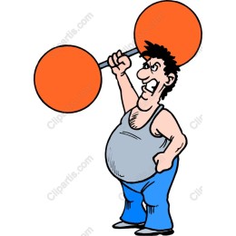 Cartoon Muscleman Weightlifting