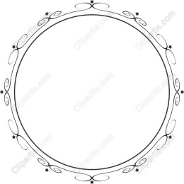 Elegant Circular Frame with Swirls and Stars