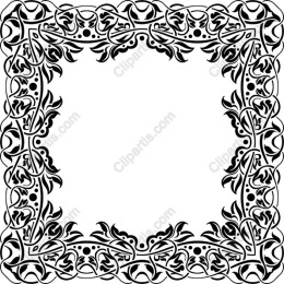 Floral Decorative Border - Intricate Black and White