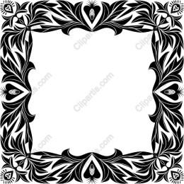 Intricate Black and White Floral Border